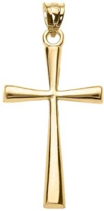 religious jewelry 14k yellow gold simple classic flared cross pendant