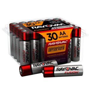 rayovac fusion aa batteries (30 pack), double a alkaline batteries