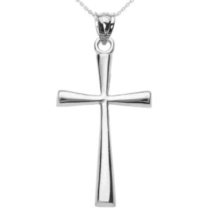 .925 sterling silver simple classic flared cross pendant necklace with rolo chain - 22"