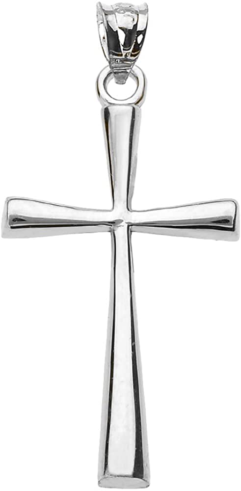 .925 Sterling Silver Simple Classic Flared Cross Pendant