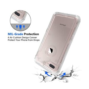 MXX iPhone 8 Plus Heavy Duty Case 3 in 1 Layers Rugged Rubber Shockproof Protection Case Cover for iPhone 7 Plus/iPhone 8 Plus - Clear (Transparent)