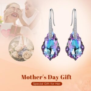 EleQueen 925 Sterling Silver CZ Baroque Drop Hook Earrings Vitrail Light Made with Austrian Crystals, Valentine's Day/Mother's Day/Christmas Jewelry Gift