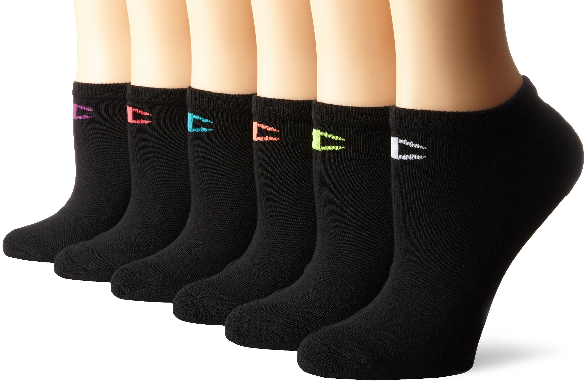 Champion womens Double Dry 6-pack Performance No Show Liner Socks, Black Assortment, 5-9 US