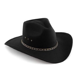 Western Express Kids Felt Finish Pinch Front Cowboy Hat - Cowgirl, Toddler, Baby & Kids Cowboy Hat with Gold Band (US, Alpha, One Size, Black)