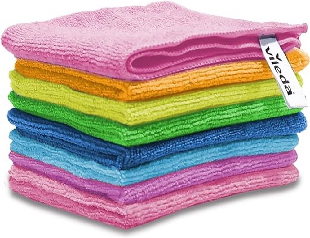 Vileda Microfibre Colors, Panni in Microfibra, Lavabili in Lavatrice, Riutilizzabili, Multicolore, 30x30 cm, 8 Pezzi