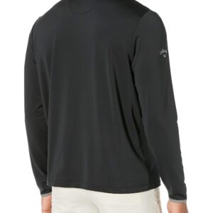 Callaway Mens Chest Stripe Long Sleeve 1/4 Zip Mock Pullover Golf-shirts, Black, 4X-Large US