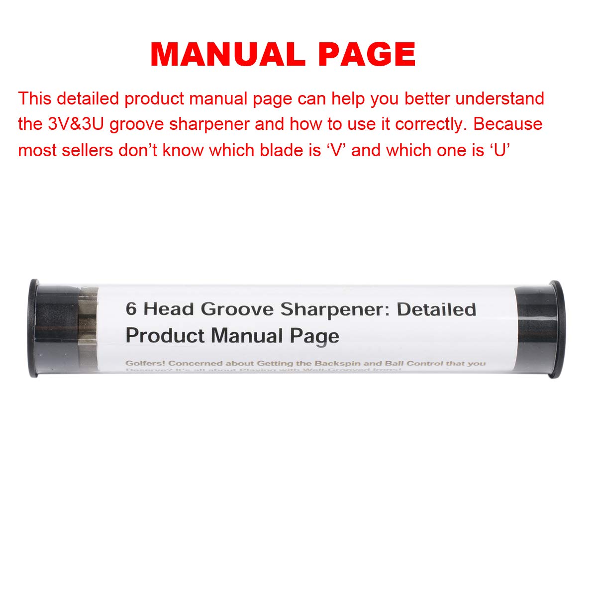 Golf Club Groove Sharpener with 6 Heads - Ideal for Optimal Backspin and Ball Control - Perfect Tool for all Irons - Pitching, Sand, Lob, Gap, and Approach Wedges and Utility Clubs