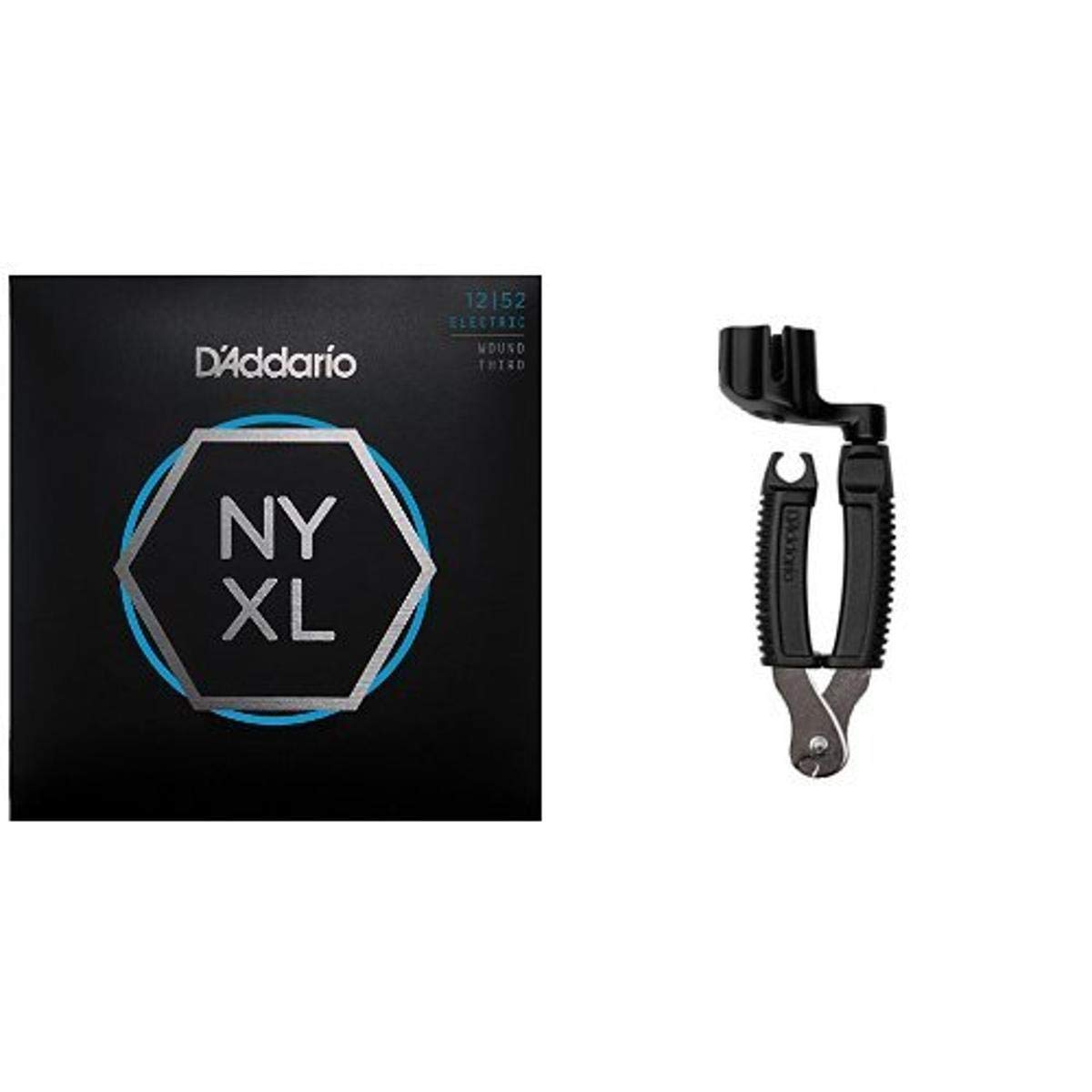 D'Addario NYXL1252W Electric Guitar Strings, Light Wound 3rd, 12-52 and Pro-Winder String Cutter Bundle