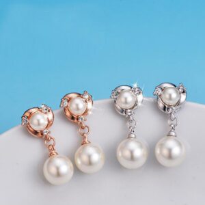 Acefeel Clip On Earring For Women White Pearl Non Pierced Clip Earrings