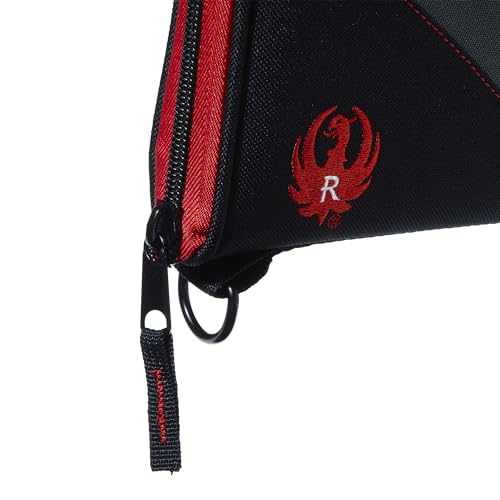 Allen Company Ruger Tucson Handgun Case - Fits Most Auto-Loaders and Revolvers with Barel Lengths up to 4" and 2" - Gun Storage Accessory with Lockable Zipper - Black/Gray/Red