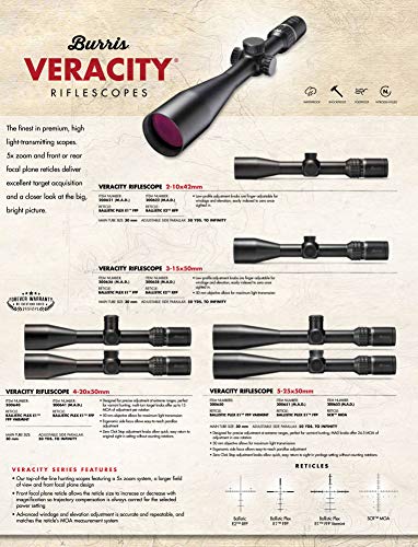 Burris Veracity Hunting Rifle Scope, Premium High Light-Transmitting Optics, 2X-10X-42mm, Ballistic E1 Reticle, MAD System MOA