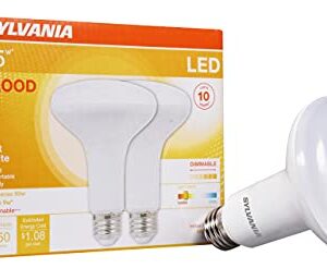 SYLVANIA LED Flood BR30 Light Bulb, 65W Equivalent Efficient 9W, 10 Year, 650 Lumens, Dimmable, 2700K, Soft White - 2 pack (73954)