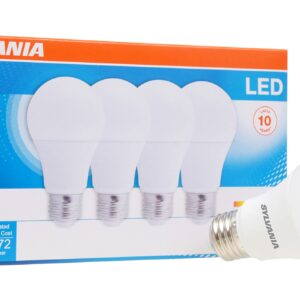 SYLVANIA LED Light Bulb, 40W Equivalent A19, Efficient 6W, Medium Base, Frosted Finish, 450 Lumens, Daylight - 4 Pack (74084)