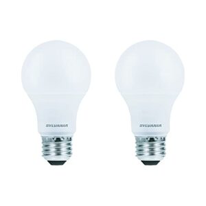 SYLVANIA LED Light Bulb, 60W Equivalent A19, Efficient 8.5W, Medium Base, Frosted Finish, 800 Lumens, Soft White - 2 Pack (73886)