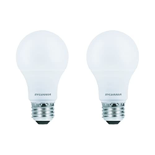 SYLVANIA LED Light Bulb, 60W Equivalent A19, Efficient 8.5W, Medium Base, Frosted Finish, 800 Lumens, Daylight - 2 Pack (79282)