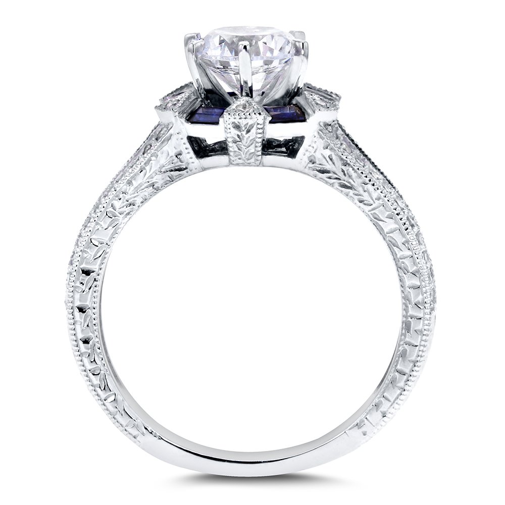 Kobelli Forever One (D-F) Art Deco Moissanite Engagement Ring 14k White Gold, Size 8