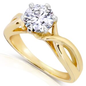 Kobelli Forever One (D-F) Moissanite Solitaire Engagement Ring 1 CTW 14k Yellow Gold, Size 5.5