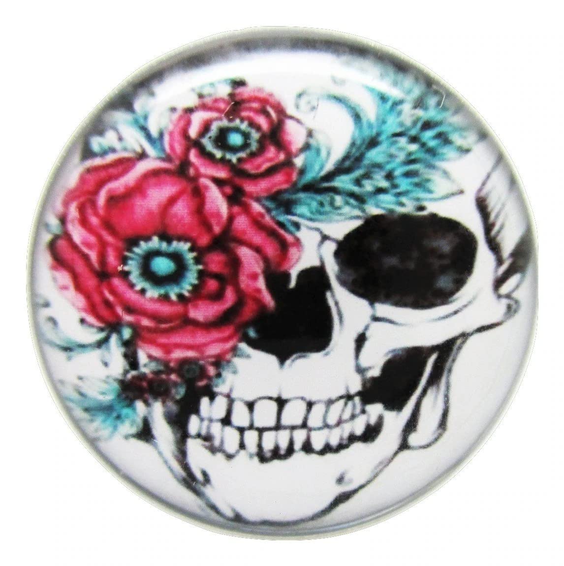 Pierced Republic Flower & Skull Stainless Steel Ear Plugs - Screw on - New *Pair* (0 Gauge (8mm))