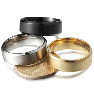 Jstyle Stainless Steel Rings for Men Wedding Ring Cool Simple Band 3 Pcs A Set (8 MM - width and size - 9)