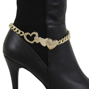 Trendy Fashion Jewelry TFJ Women Western Boot Chains Metal Bling Bracelet Long Narrow Plate Anklet High Heel Charm Gold