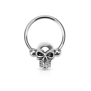 Pierced Owl 16GA Stainless Steel Skull Septum Nose Captive Bead Ring