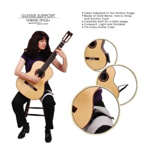 Tenor TPGS+ Professional Ergonomic Guitar Rest, Guitar Lifter, Guitar Foot Stool, Footstool Strap, Professional Posa Guitar Support for Classical, Flamenco, Acoustic or Arch Top Guitar Players.