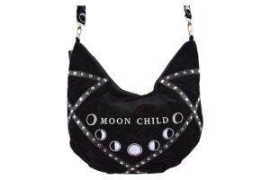 restyle gypsy gothic witch moon child black velvet large slouchy hobo bag