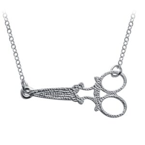 SENFAI Unique New Dainty Women Simple Tiny Gold Silver Scissor Pendant Necklace Cute Chain Necklace (Silver)