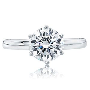 Sterling Silver Ring Round 2 carat CZ Stone 6 prong Classic Solitaire Wedding Engagement Ring 8MM (Size 5 to 10), 7