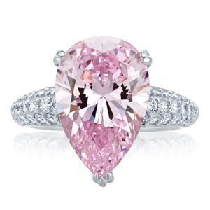 DoubleAccent Sterling Silver Ring Pear Cut 5.75 carat Super Light Pink CZ Stone Cocktail Ring 15.5MM (Size 5 to 10), 5