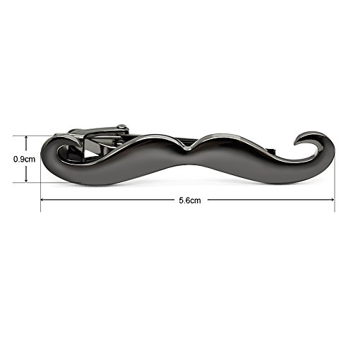 HONEY BEAR Mens Beard Tie Clip Bar Normal Size Skinny Boys Slim Moustache Gift 5.6cm Black