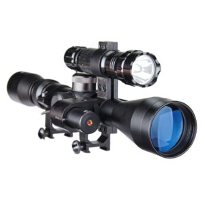 pinty 3-9x40 duplex optical hunting rifle scope combo with red laser and torch