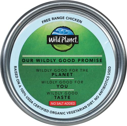 Wild Planet Organic Roasted Chicken Breast, Skinless and Boneless, No Salt Added, 100% chicken breast, 5 Ounce