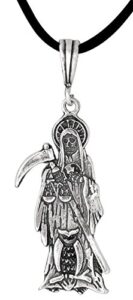 ejewelryplus sterling silver santa muerte with owl and scale oxidized made in usa