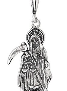 eJewelryPlus Sterling Silver Santa Muerte with OWL and Scale Oxidized Made in USA