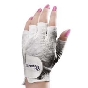 Powerbilt Ladies Countess Half Finger Golf Glove, Women’s Left Hand Large (for Right-Handed Golfer), White