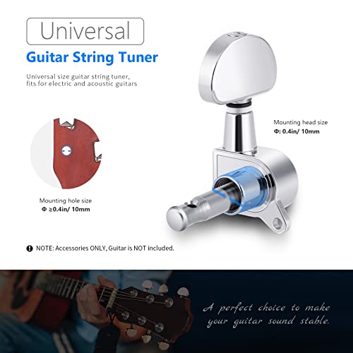 Neewer 6 Pieces Guitar Machine Heads Knobs Guitar String Tuning Pegs Machine Head Tuners for Electric or Acoustic Guitar (3 for Left + 3 for Right)