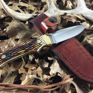 Uncle Henry PH1N Pro Hunter 8.1in 7Cr17MoV High Carbon S.S. Full Tang Fixed Blade Knife with 3.6in Blade and Staglon Handle for Outdoor, Hunting and Camping