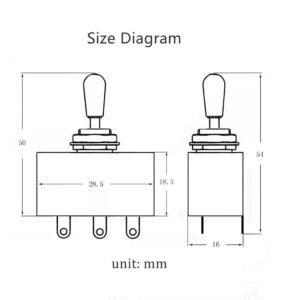 JD.Moon Metal Electric Guitar 3 Way Box Toggle Switch for Les Paul with Brass Tip (Chrome)