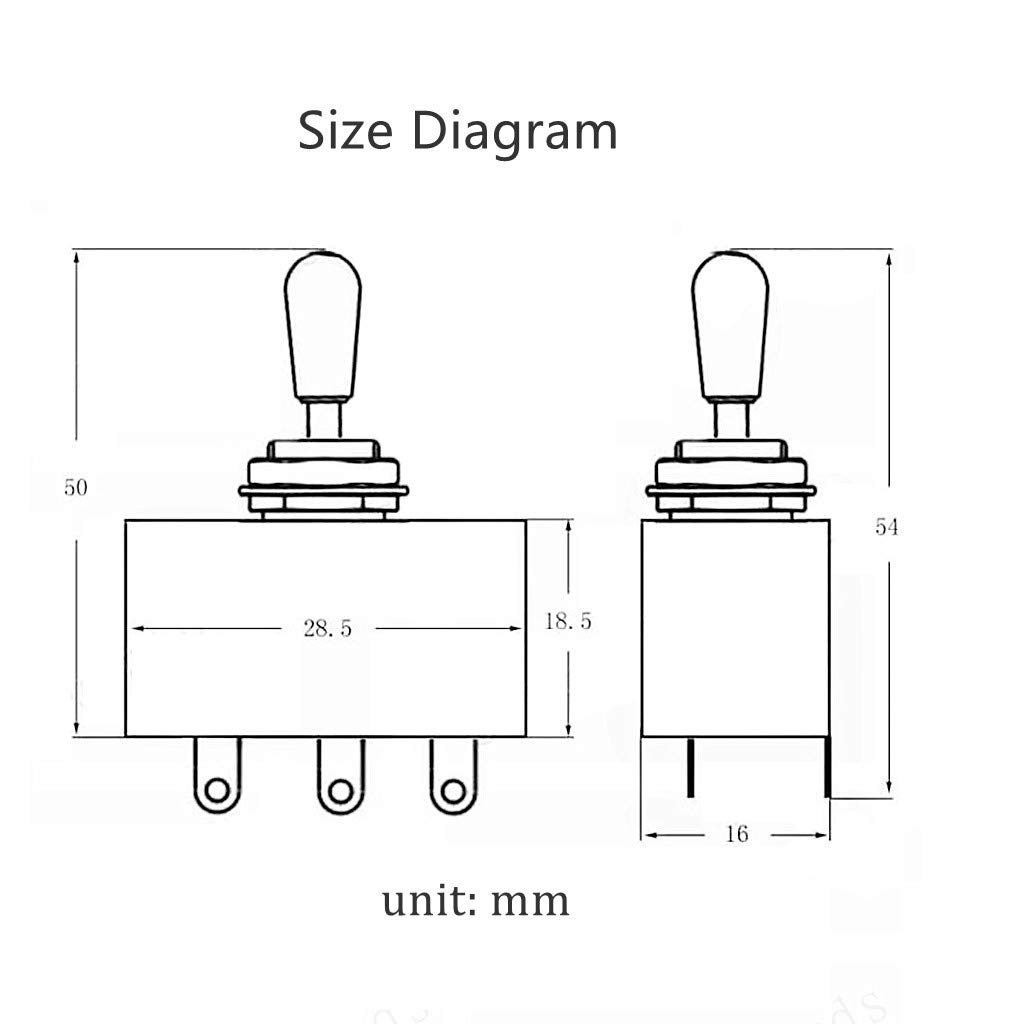 JD.Moon Metal Electric Guitar 3 Way Box Toggle Switch for Les Paul with Brass Tip (Chrome)