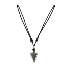 bluerica arrowhead on adjustable black cord necklace (old silver finish)