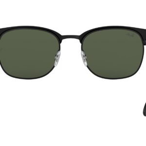 Ray-Ban RB3538 Square Sunglasses, Matte Black On Black/Dark Green, 53 mm