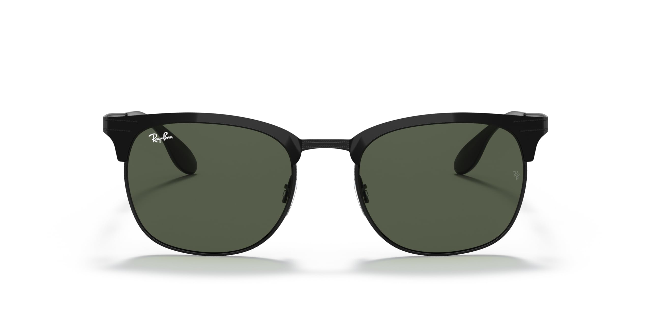 Ray-Ban RB3538 Square Sunglasses, Matte Black On Black/Dark Green, 53 mm