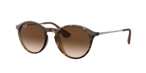 ray-ban rb4243 round sunglasses, rubber havana/brown gradient dark brown, 49 mm