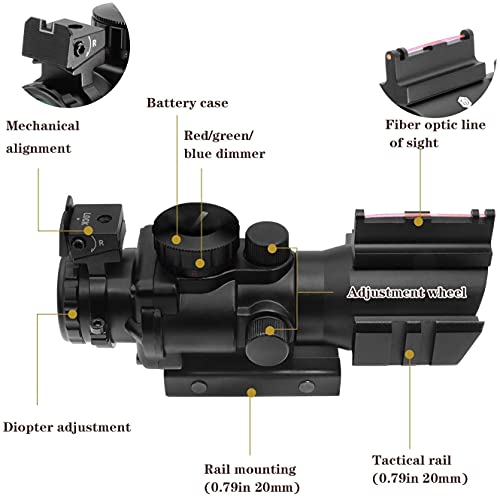 Beileshi Optics Rifle Scope, 4x32 Tactical Rifle scopes with Red Illuminated Reticle, and Glass Etched Reticle 4X Magnification with 20mm Mounts Rail, Suitable for Short Distance Combat