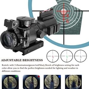 Beileshi Optics Rifle Scope, 4x32 Tactical Rifle scopes with Red Illuminated Reticle, and Glass Etched Reticle 4X Magnification with 20mm Mounts Rail, Suitable for Short Distance Combat