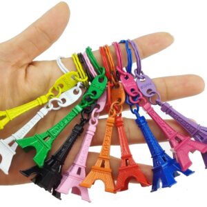 yueton Pack of 10 Retro Mini Colorful Retro Eiffel Tower Model Key Holder Metal Split Key Ring Keyring