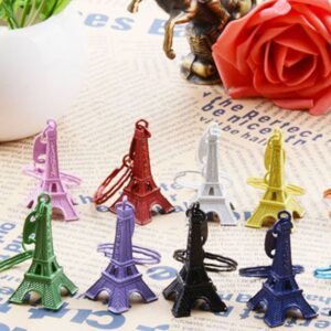 yueton Pack of 10 Retro Mini Colorful Retro Eiffel Tower Model Key Holder Metal Split Key Ring Keyring