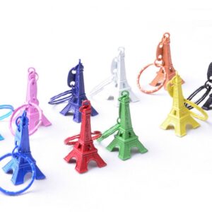 yueton Pack of 10 Retro Mini Colorful Retro Eiffel Tower Model Key Holder Metal Split Key Ring Keyring