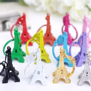 yueton Pack of 10 Retro Mini Colorful Retro Eiffel Tower Model Key Holder Metal Split Key Ring Keyring